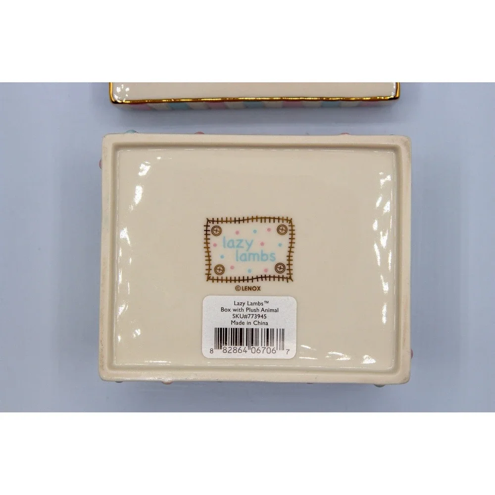 Lenox Lazy Lambs Porcelain 4-Piece Bundle Keepsake Box Night Light Plaque‎ Bowl